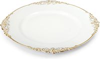 Tabletop Decor 13 "Dinner White Plastic Runde Vintage Ladesc halen mit Goldrand für Catering Hochzeit