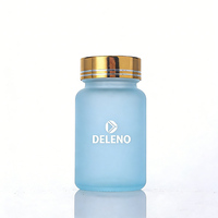 Bouteilles en verre ambré à large ouverture pour pilules, suppléments et vitamines, avec bouchons en verre givré, couleurs personnalisées, 60cc, 75cc, 100cc, 120cc, 150cc