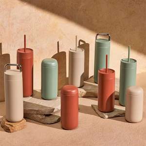 Taza de Café/Té Portátil de Diseño Minimalista, Libre de BPA, con Tapa y Pajita para Uso en el Hogar y la Oficina - Product Image 1