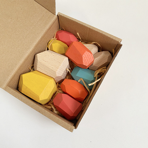 10 miếng gỗ sồi đầy màu sắc đá trẻ em bằng gỗ phân loại xếp chồng đá cân bằng đồ chơi - Product Image 2