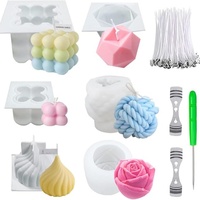 UNIMOULD Ensemble de 6 moules en silicone écologiques pour bougies et gâteaux avec motif rose 3D pour projets de bougies en cire de soja DIY