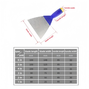 Spatule à mastic bleu-jaune avec poignée en plastique et lame en acier à haute teneur en carbone, ensemble d'outils de réparation de cloisons sèches 1'' 2'' 3'' 4'' 5'' 6'' pour commande en gros - Product Image 2