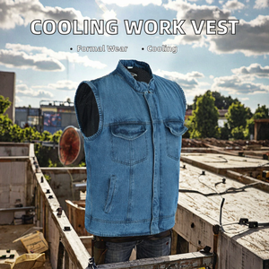 Air Conditioned Workwear <b>Jacket</b> with Fan and Zipper Cotton Blend Cooling Vest for Outdoor <b>Workers</b> Summer Outerwear - Product Image 2