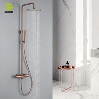 Offre Spéciale : Ensemble de Douche Pluie Moderne Or Rose en Acier Inoxydable 304, Mitigeur de Douche Thermostatique Exposé à 2 Fonctions pour Salle de Bain