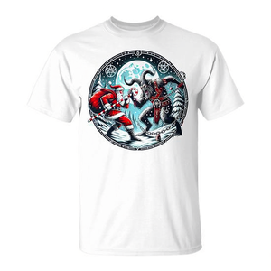 Camiseta Santa Vs Krampus Christmas Horror Holiday Tri Blend - Product Image 2