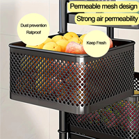 5 Tier Metall rotierende Obst Aufbewahrung skorb Rack abnehmbar mit rollenden Rädern Korb Regal Organizer Obst Gemüse