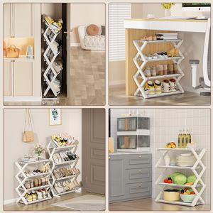 HAIXIN 2 types d'assemblage pliable à 4 niveaux étagère à chaussures et à bottes organisateur de stockage - Product Image 3