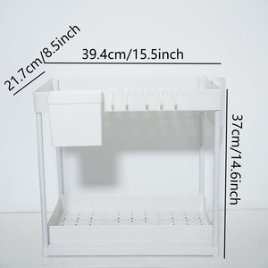 Étagère de rangement double couche avec <span class=keywords><strong>tiroir</strong></span>, paniers de cuisine extractibles avec crochets pour salle de bain - Product Image 6