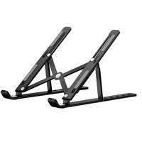 Support pour ordinateur portable pliable en alliage d'aluminium, réglable en hauteur, noir/argent, vente en gros, populaire et très demandé