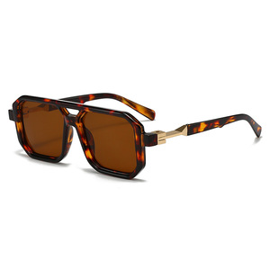Lunettes de soleil rétro carrées à double pont, pliables et légères, pour hommes et femmes, usage extérieur, monture intégrale, style urbain tendance, lunettes de mode - Product Image 5