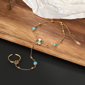 Pulseras de Dedo de Acero Inoxidable 316L que No se Deslustran, Chapadas en Oro PVD de 14k y 18k, Cadena de Mano para Novia, Anillo de Pulsera de Diseño para Mujer - Product Image 2