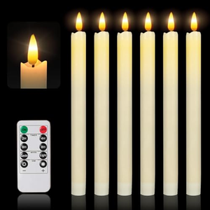 Juego de 2 Velas LED Decorativas para el Hogar con Llama Realista en 3D, Forma Cónica Suave, Color Marfil, Funcionan con Pilas - Product Image 1