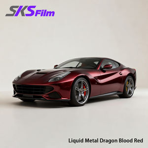 فينيل ملون لتغليف السيارات بالكامل، سمك 7.5 مل، مقاس 1.52*15 متر، مقاوم للاصفرار، فيلم فينيل معدني سائل بلون أحمر دم التنين - Product Image 3