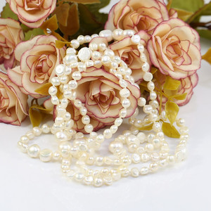 Collar de perlas largas irregulares barrocas de 5mm y 9mm, joyería al por mayor, collar en capas de perlas de agua dulce naturales reales - Product Image 6