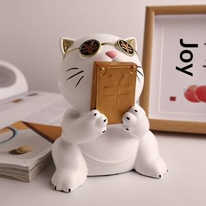 Декоративные фигурки «Счастливый кот» из смолы, расписанные вручную, для дома, гостиной, тумбы под ТВ, в стиле легкой роскоши, на день рождения, новоселье, открытие бизнеса - Product Image 2