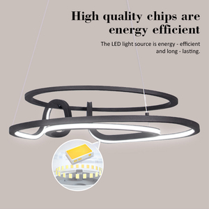 <span class=keywords><strong>Lampadario</strong></span> a Sospensione LED con <span class=keywords><strong>Doppio</strong></span> Anello per Sala da Pranzo e Bar, Design Moderno in Oro Caldo per Soggiorno - Product Image 3