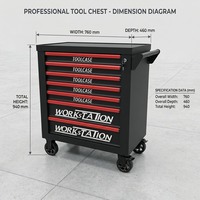 Chariot à outils professionnel en acier à 7 tiroirs verrouillables avec roulettes, personnalisable OEM, capacité de charge de 150 kg, design moderne pour