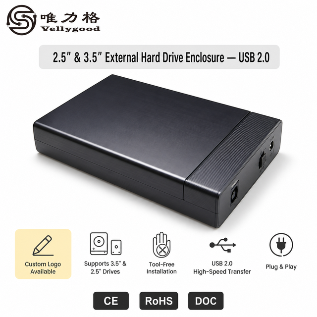3.5inch 2.5inch 2in1 SATA Enclosure USB 2.0 External Aluminum case Hard Drive case for Desktop 2.5/3.5inch Universal Hard Drive