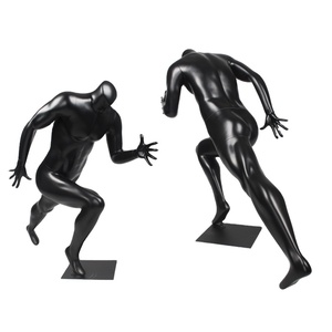 Nuevas tiendas de suministros deportivos de moda, uso de <span class=keywords><strong>cuerpo</strong></span> completo, acción móvil masculina, correr, deportes grises, maniquí masculino sin cabeza - Product Image 1