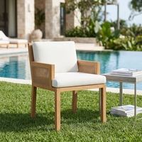 Ensemble de chaises de salle à manger d'extérieur LUXORA en teck moderne de luxe, résistant aux intempéries, couleur personnalisée, pour patio, jardin, hôtel