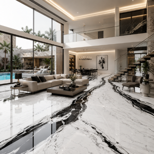 Mármol Blanco Panda con Vetas Negras Intensas, Losa de Piedra Natural Blanca Pura, Decoración de Lujo para Paredes Interiores, Pisos y Encimeras - Product Image 5