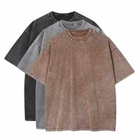 En stock t-shirt surdimensionné uni de haute qualité en coton épais pour hommes, t-shirt vintage vierge de grande taille délavé à l'acide pour hommes