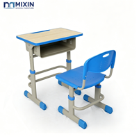 Ensemble bureau et chaise réglables pour étudiant avec panier de rangement, mobilier de classe, table d'étude individuelle pour l'école, la formation et la maison