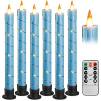 Guirlande de bougies LED en plastique bleu, effet flamme vacillante, finition cire simulée, télécommande, Noël, Nouvel An, Remise de diplôme