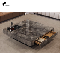 Tostone Light Luxe Haut de gamme carré Naturel Venise Brun Marbre Flottant Table Basse pour Simple Maison Doux Ameublement
