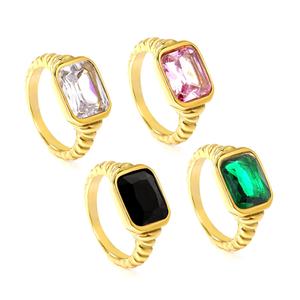 Bague épaisse en acier inoxydable plaqué or 18 carats PVD, étanche, personnalisée, de haute qualité, pour vente en gros, style signet, dôme épais, ouverte, empilable - Product Image 3