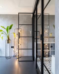 Portes doubles en acier modernes à profil solide W40 pour hôtels Isolateur haute performance Métal horizontal magnétique à rupture thermique - Product Image 2