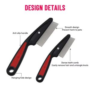 Kit de toilettage pour animaux de compagnie 7-en-1, peigne en acier inoxydable et brosses en plastique, coupe-ongles pour l'élimination des poils de chien et de chat - Product Image 5