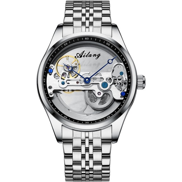 AILANG Brand Luxury Tourbillon Automatic Mechanical Watch Men Sports Sapphire Crystal Alloy Case Leather Waterproof 3Bar 41mm