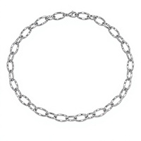 Collier chaîne Figaro ovale personnalisé, maillons métalliques, choker, ton argent, bijoux de mode