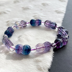 <span class=keywords><strong>Bracciale</strong></span> in Fluorite Fluorescente Traslucida Effetto Ghiaccio con <span class=keywords><strong>Volpe</strong></span> Intagliata, Cristallo Naturale, Braccialetto Singolo, Gioiello di Moda per Coppie - Product Image 6