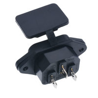 שקע חשמל תעשייתי C14 עם כיסוי עמיד למים, PDU, תקע זכר IEC בעל 3 פינים, שקע חשמל AC, תקן CE, עבור UPS חשמלי