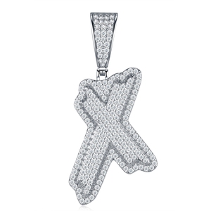 Colgante de Plata de Ley S925 con Letra <span class=keywords><strong>M</strong></span> Totalmente Cubierta de Moissanita, Estilo Hip Hop, Brillante, para Hombre y Mujer, Colgante con Inicial de Rapero - Product Image 4