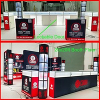 Stand d'exposition publicitaire modulaire en forme de tour en spirale, rétroéclairé par LED, sur mesure, 20x20 pieds
