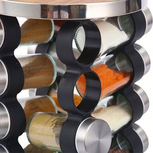 12 Jars Bamboo Spice Organizer Holder Stand Seasoning <b>Rack</b> Revolving Tower Organizer Kitchen Organization and <b>Storage</b> with Spice - Product Image 6