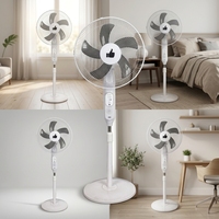 Ventilateur solaire rechargeable blanc de 16 pouces, 20W, hauteur réglable, oscillant, avec lumière LED, pour la maison, l'hôtel, l'extérieur