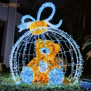 Suministros de decoración navideña Proyecto de jardín de vacaciones al aire libre paisaje 3D LED regalo oso motivo Luz