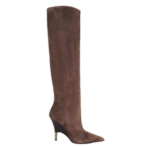 Soft Suede Thin High Heel <b>Long</b> Boots Wide Fit Stiletto Shoes Women's on Knee High Booties - Product Image 5