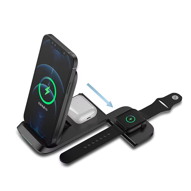 V8 3-in-1 Dock Station 15W Wireless Charger for Phone Smart Watch Headphones Including Earphones Multi-Function for AirPods