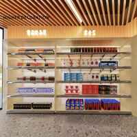 Comptoir de caisse pour magasin de proximité, étagère de présentation pour supermarché, mobilier mural pour épicerie avec logo