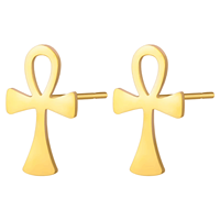 Boucles d'oreilles Ankh Boucles d'oreilles à breloques Ankh sans ternissure en acier inoxydable Boucles d'oreilles en forme de croix Ankh
