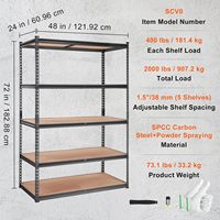 Étagères de rangement en acier réglables à 5 niveaux, étagères de garage en acier sans boulons, étagères de rangement pour la maison