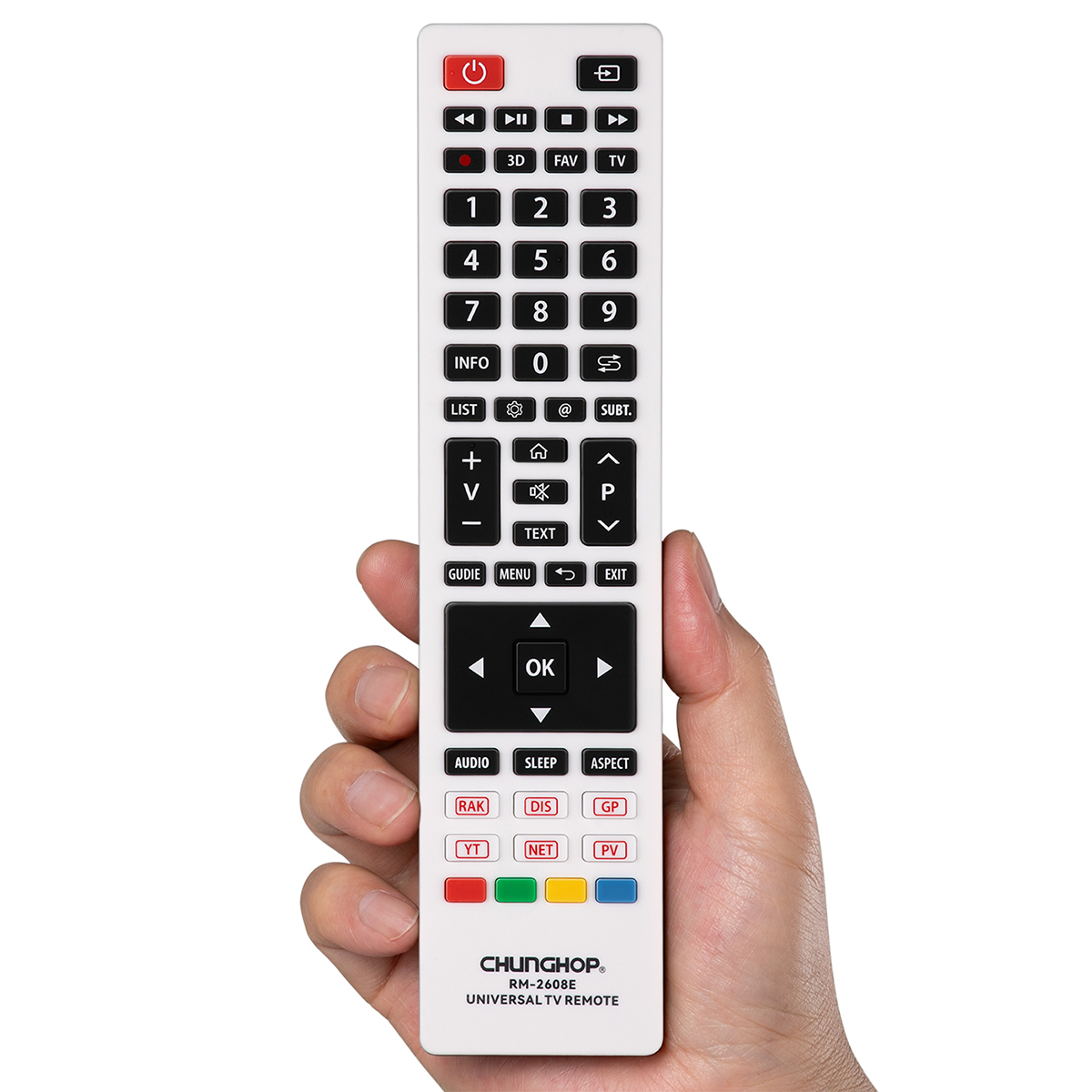 RM-2608E Universal <strong>TV</strong> <strong>Remote</strong>-Fixed <strong>Code</strong> Custom Function Plastic & Silicone 63 Buttons 20m Control Distance