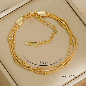 <b>Stacking</b> Chain <b>Bracelet</b> | 18K PVD Stainless Steel Minimalist Gold Link <b>Bracelet</b> for Women DIY Jewelry Accessories - Product Image 3
