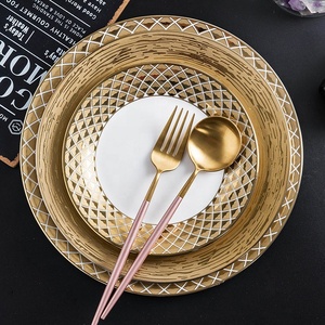 2024 mới sang trọng Bộ đồ ăn tấm Dinner 7 9 10 inch mạ Vàng tấm gốm cho đám cưới thiết lập bảng nhà hàng khách sạn - Product Image 2