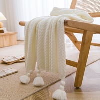 Plaid doux en acrylique tissé à la main de style nordique pour la sieste au bureau, le canapé, la couette de lit, utilisation toutes saisons